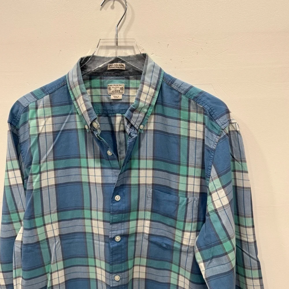 J. Crew Long Sleeve Button Down Shirt Cotton Plaid Casual Western Fall XL Tall